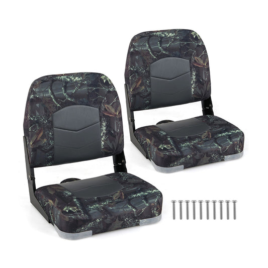 2-Pack Boat Seats with Thick Sponge Padding, Camouflage