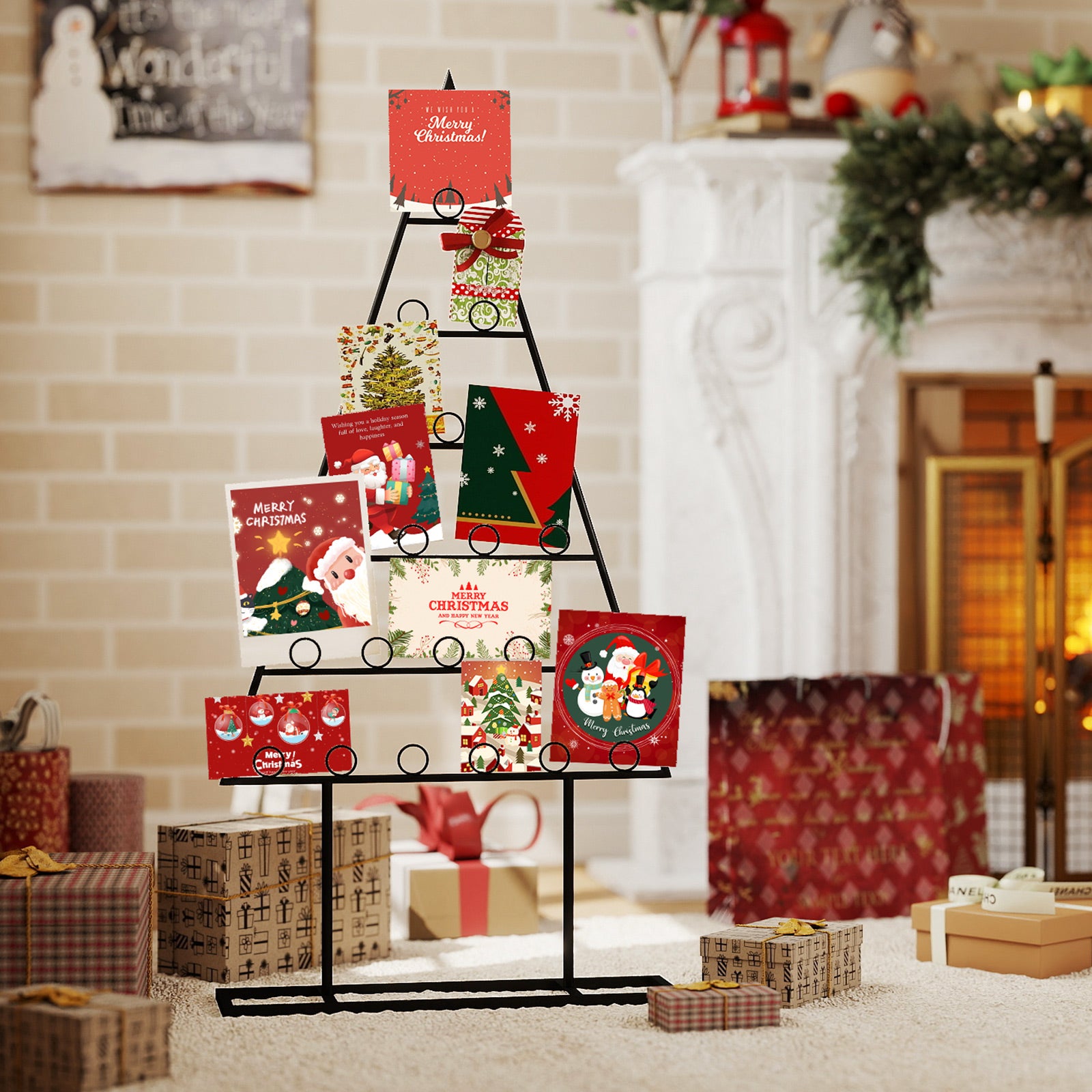 Christmas Tree Photo Holder, 36 Round Clips, Metal Hanging Rack, Black Christmas Decor & Accessories at Gallery Canada