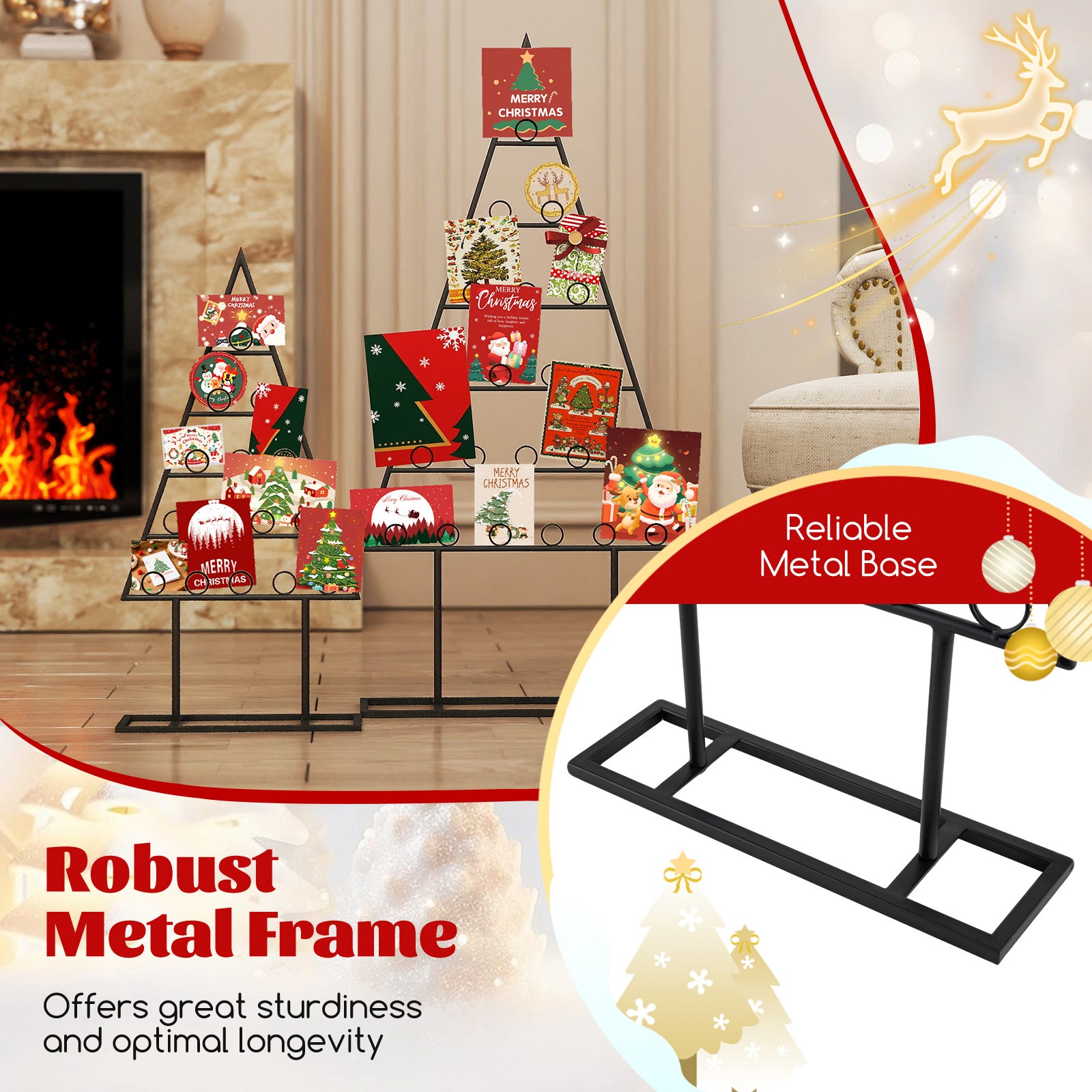 Christmas Tree Photo Holder, 36 Round Clips, Metal Hanging Rack, Black Christmas Decor & Accessories at Gallery Canada