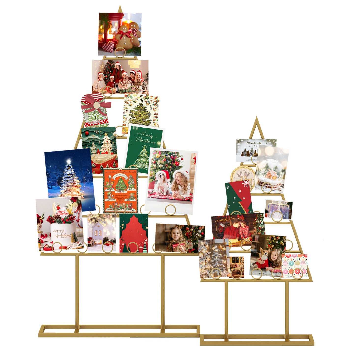 2 Pack Christmas Tree Photo Holder, 36 Clips, Metal Rack, Gold