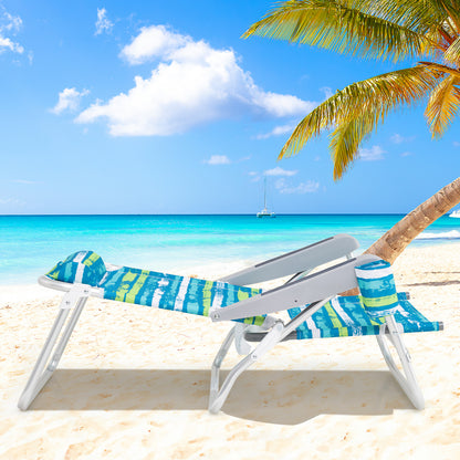 2 Pack Folding Beach Chair with Adjustable Positions and Head Pillow, Green Beach & Lawn Chairs at Gallery Canada