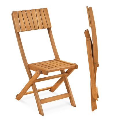 Folding Wood Dining Chairs, 2 Pack, Slatted Backrest Patio Dining Chairs at Gallery Canada