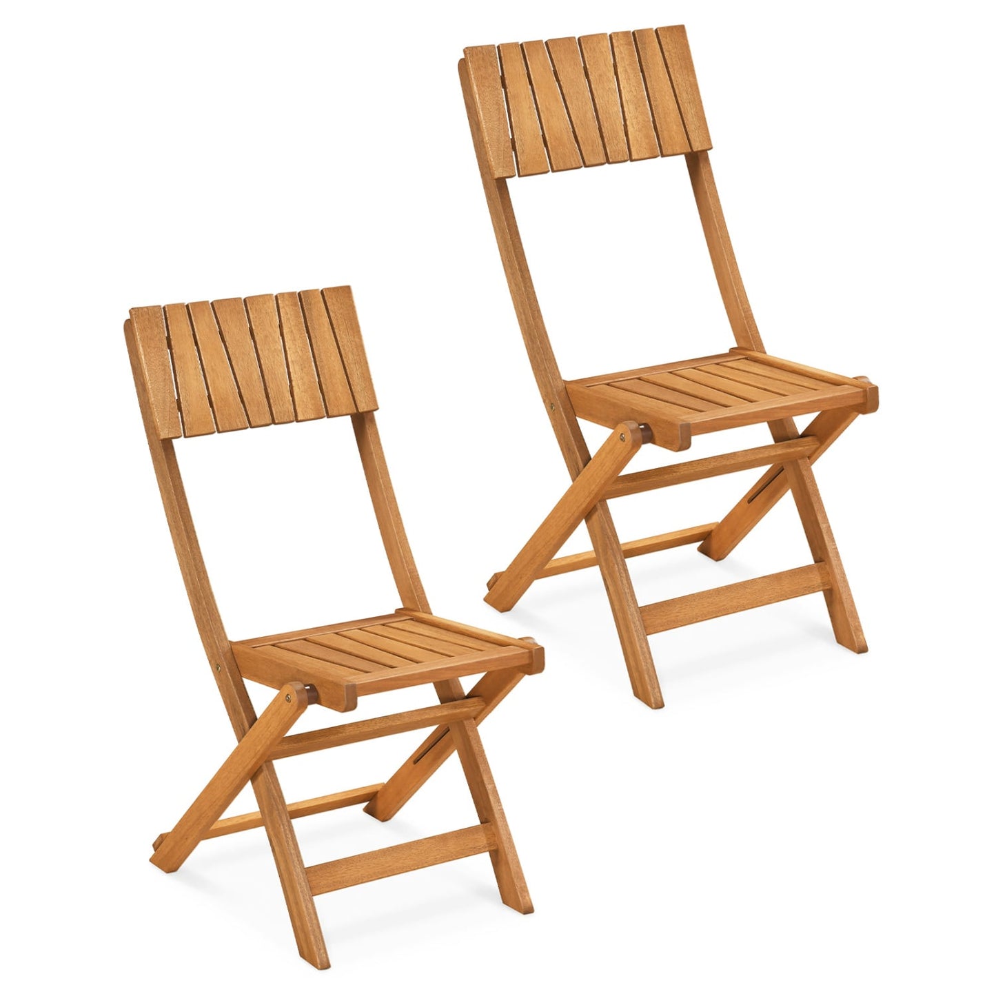 Folding Wood Dining Chairs, 2 Pack, Slatted Backrest Patio Dining Chairs at Gallery Canada