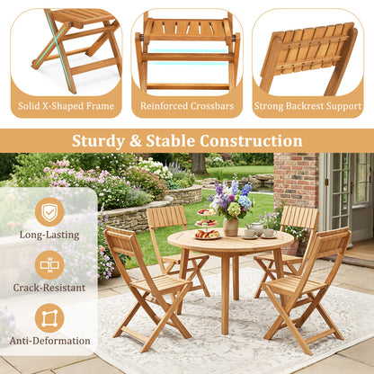 Folding Wood Dining Chairs, 2 Pack, Slatted Backrest Patio Dining Chairs at Gallery Canada