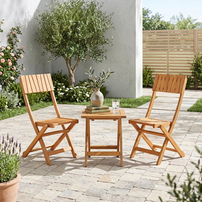 Folding Wood Dining Chairs, 2 Pack, Slatted Backrest Patio Dining Chairs at Gallery Canada