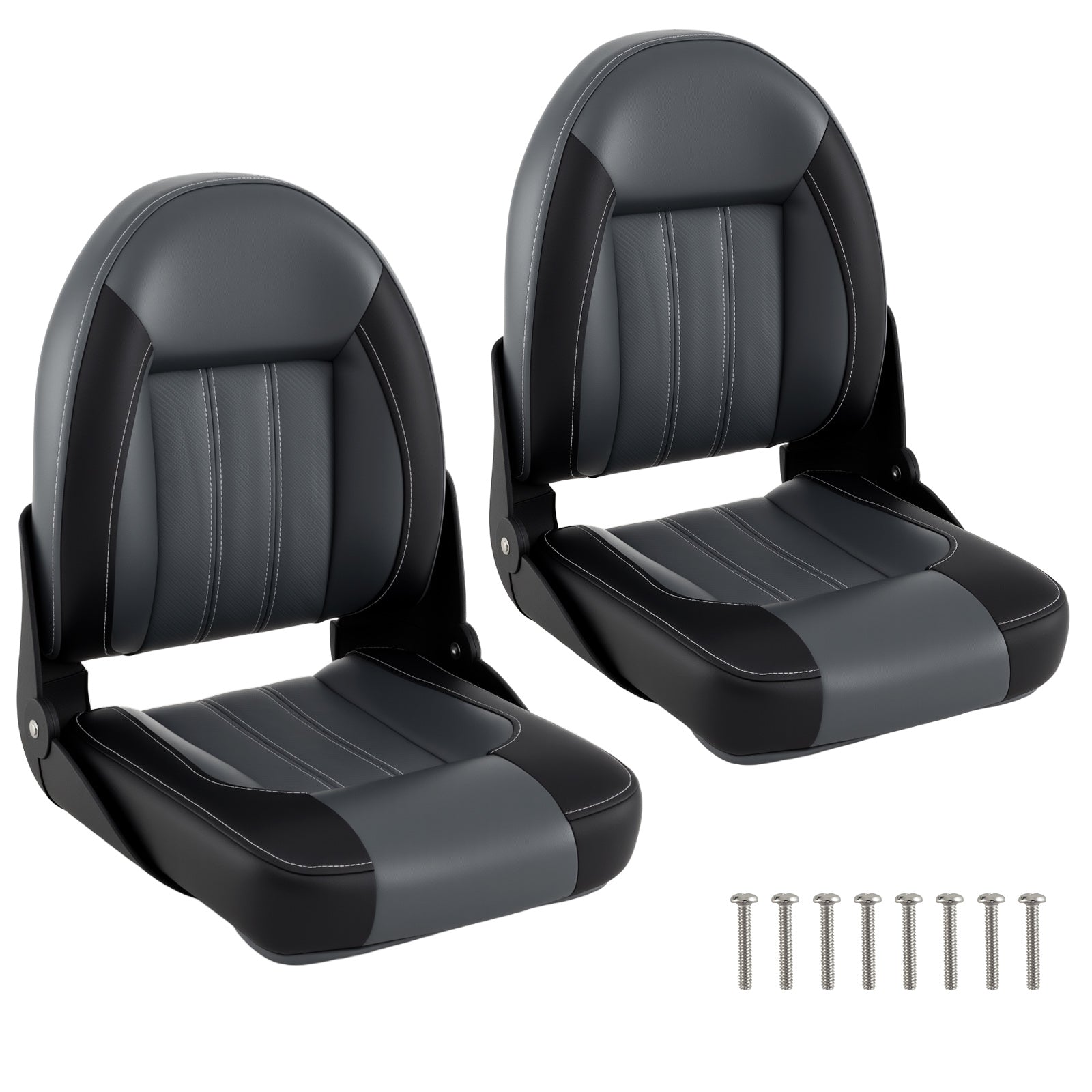 2-Pack Folding High Back Boat Chairs with Sponge Padding and Fixing Bolts-BK, Black Surfing at Gallery Canada