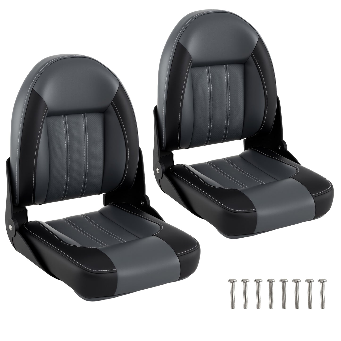 2-Pack Folding High Back Boat Chairs with Sponge Padding and Fixing Bolts-BK, Black Surfing at Gallery Canada