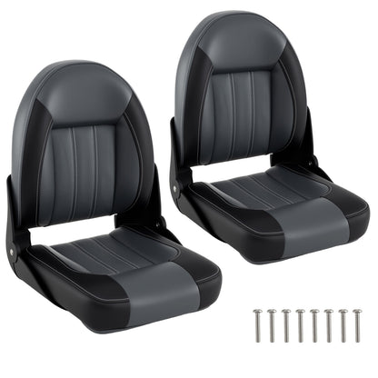 2-Pack Folding High Back Boat Chairs with Sponge Padding and Fixing Bolts-BK, Black Surfing at Gallery Canada