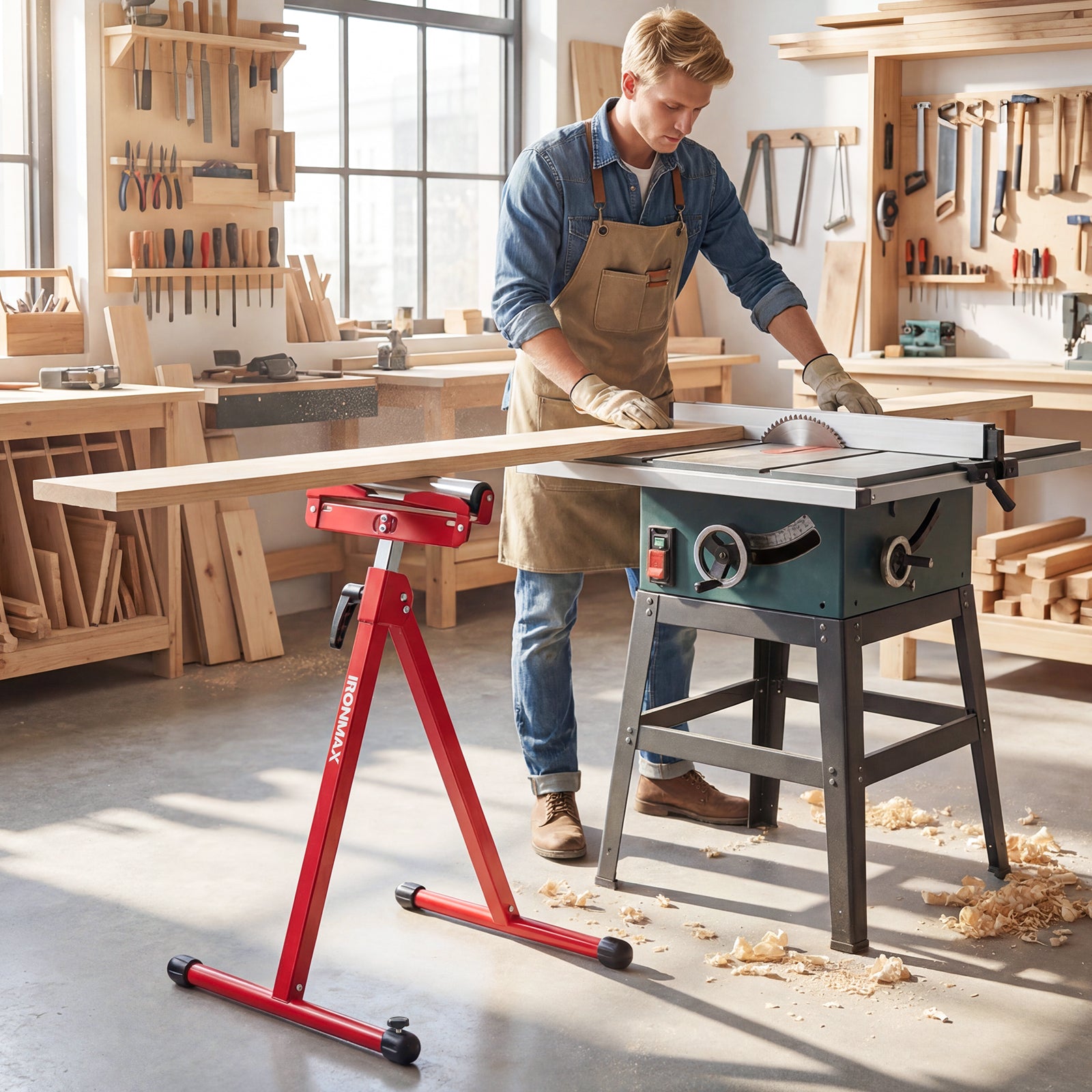 2-Pack Folding Roller Stands, Adjustable Height, Red Garages at Gallery Canada