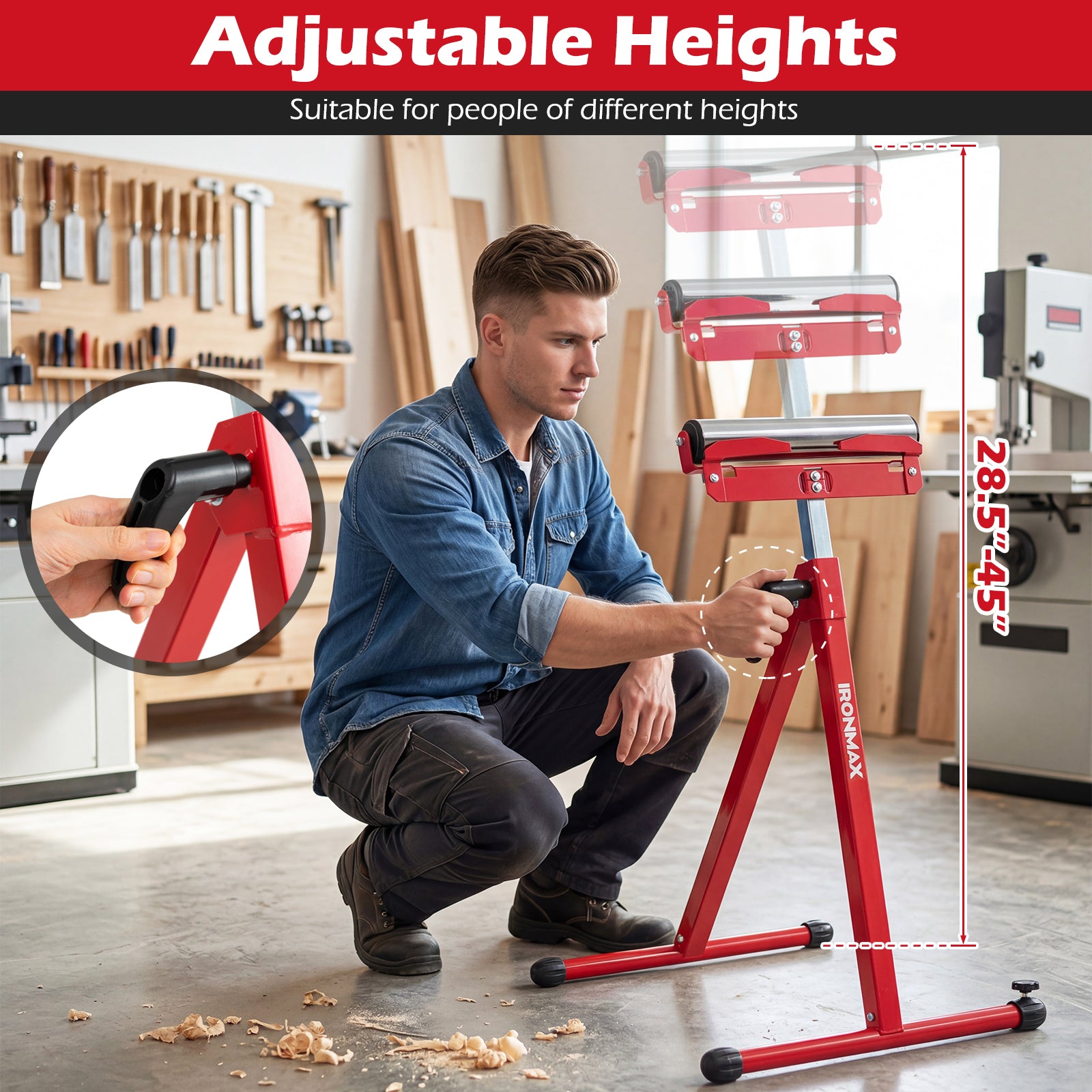 2-Pack Folding Roller Stands, Adjustable Height, Red Garages at Gallery Canada