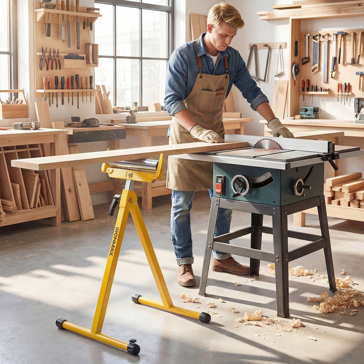 2-Pack Folding Roller Stands, Adjustable Height, Yellow Garages at Gallery Canada