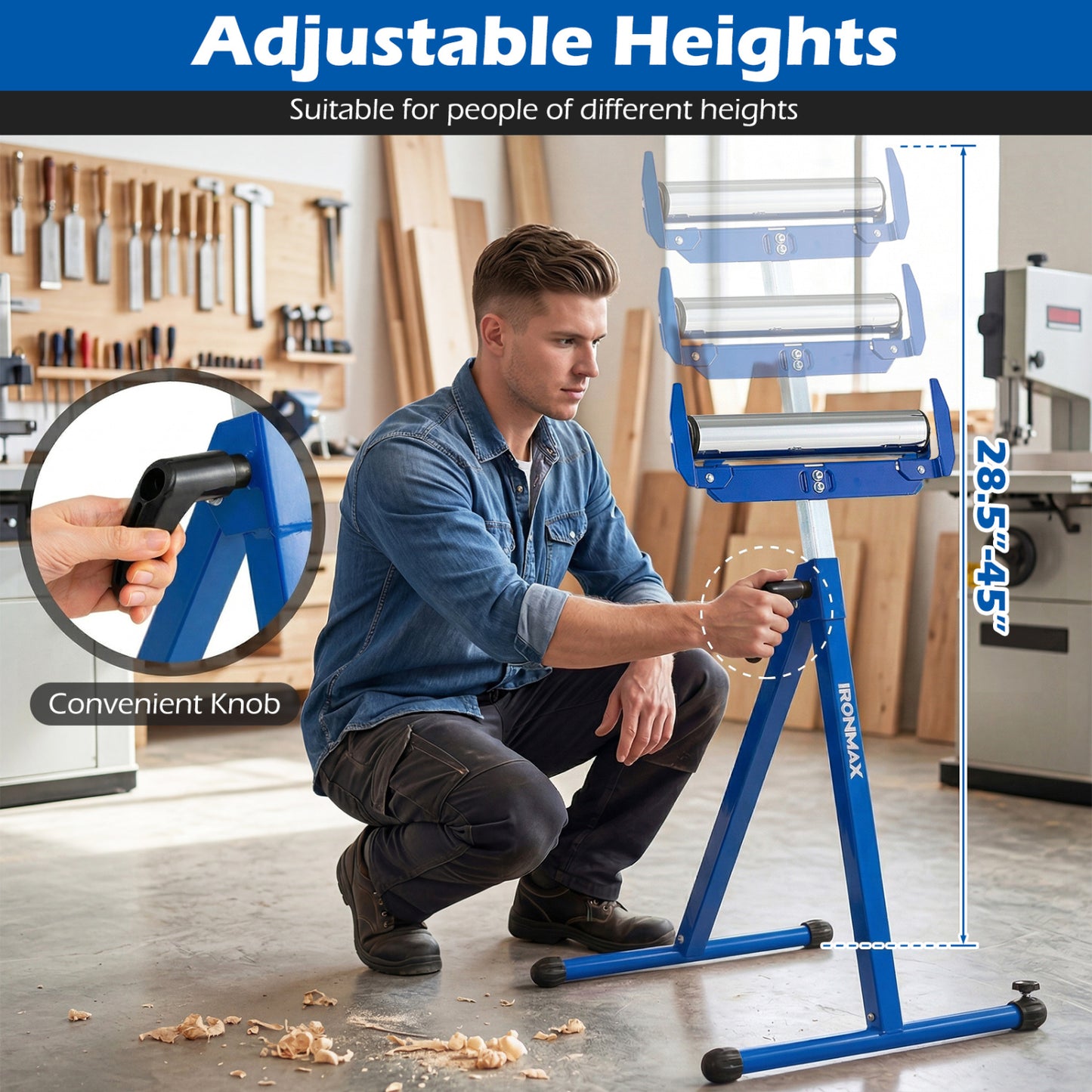 2-Pack Folding Roller Stands, Adjustable Height, Blue Garages at Gallery Canada
