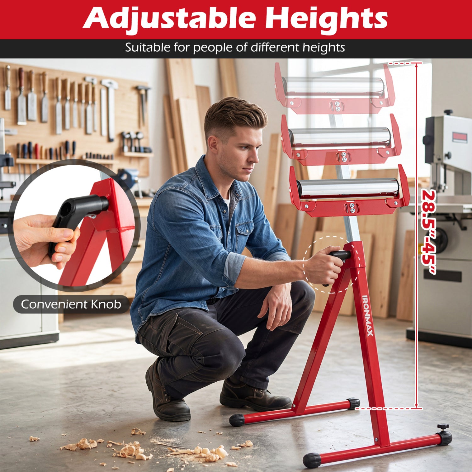 2-Pack Folding Roller Stands, Adjustable Height, Red Garages at Gallery Canada