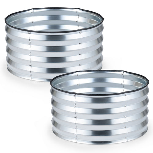2 Pack Galvanized Raised Garden Bed Kit, Open-Ended Base, Silver