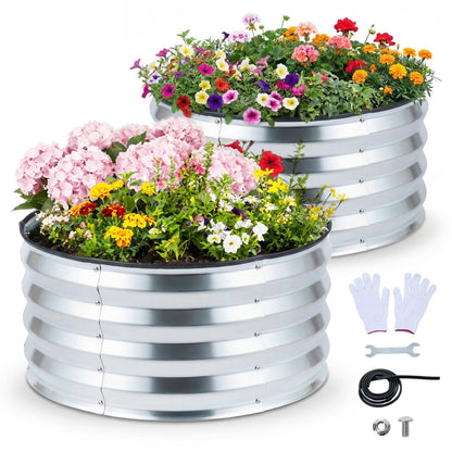 2 Pack Galvanized Raised Garden Bed Kit, Open-Ended Base, Silver Raised Garden Beds Silver at Gallery Canada
