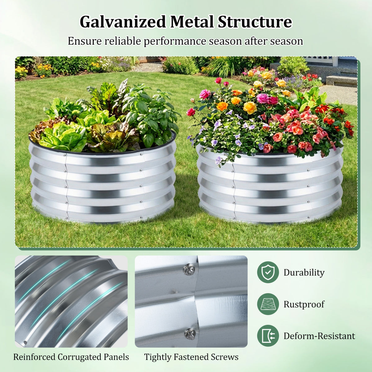 2 Pack Galvanized Raised Garden Bed Kit, Open-Ended Base, Silver Raised Garden Beds at Gallery Canada