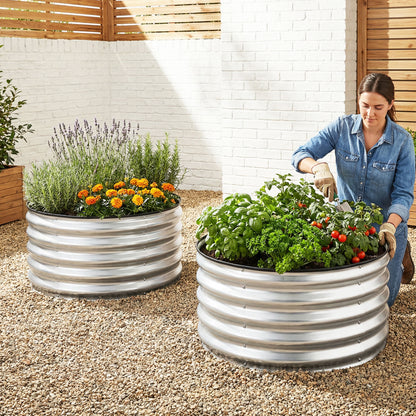 2 Pack Galvanized Raised Garden Bed Kit, Open-Ended Base, Silver Raised Garden Beds at Gallery Canada