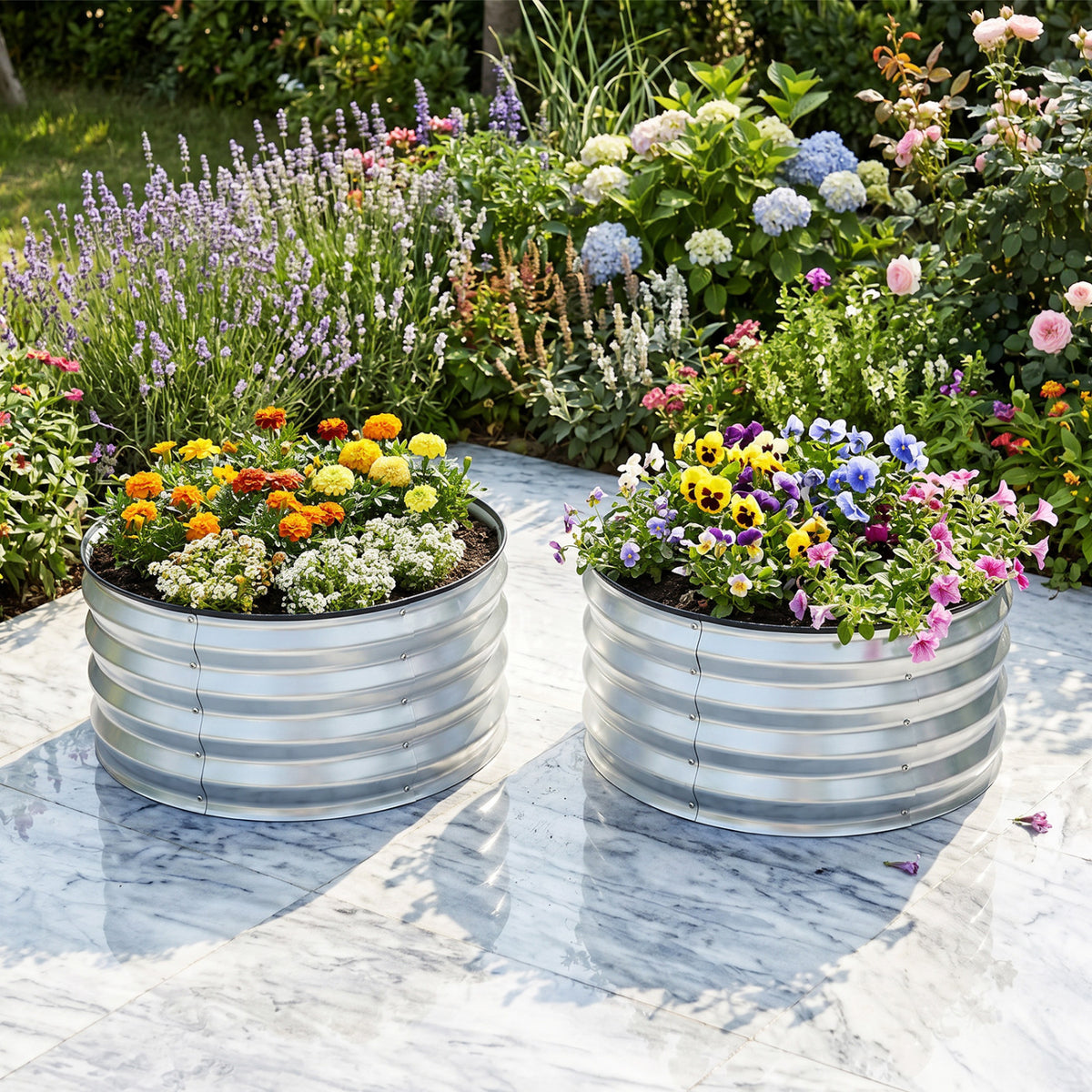 2 Pack Galvanized Raised Garden Bed Kit, Open-Ended Base, Silver Raised Garden Beds at Gallery Canada