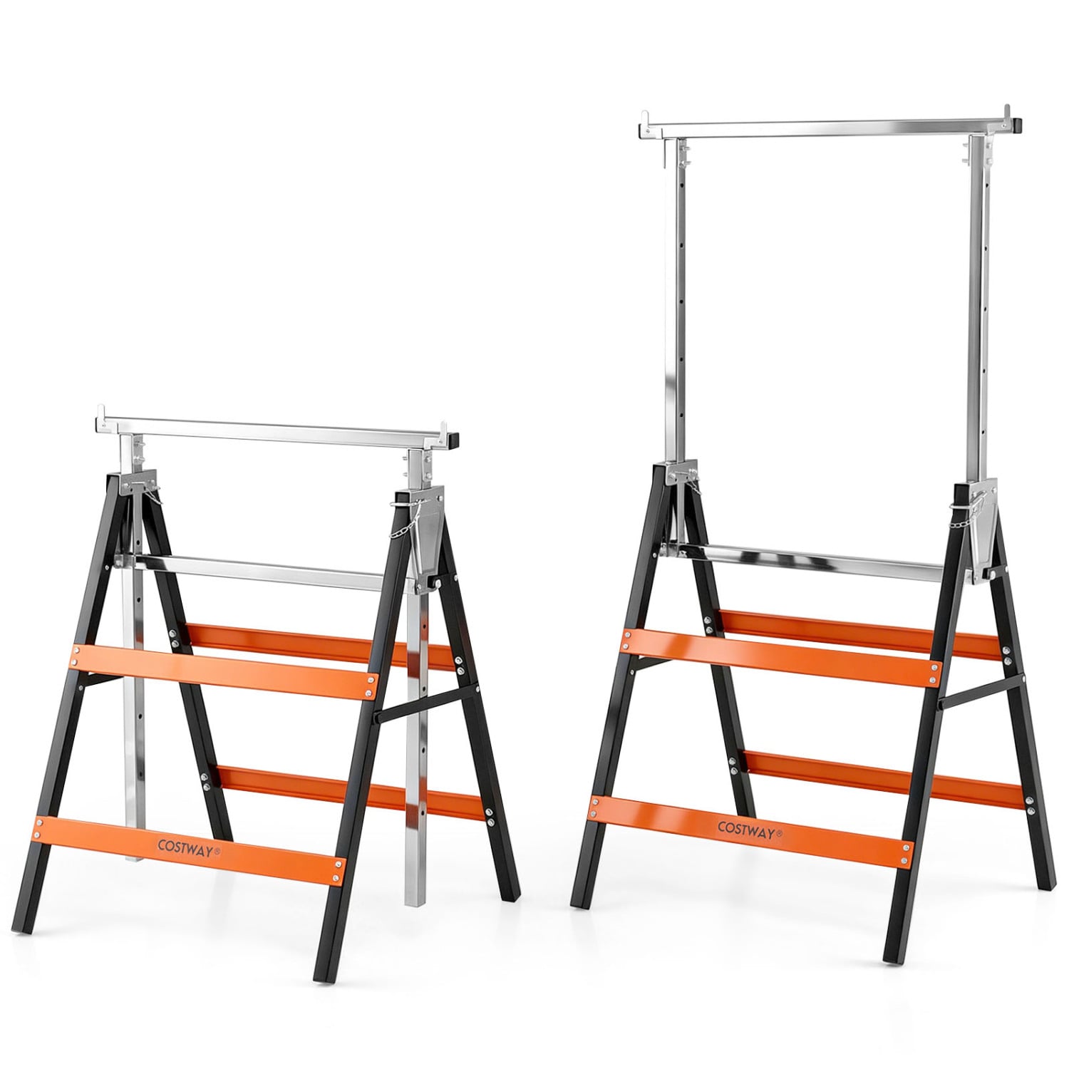 Metal Folding Saw Horses, Adjustable Height, 2-Pack, Orange Garages at Gallery Canada