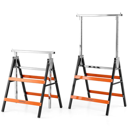 Metal Folding Saw Horses, Adjustable Height, 2-Pack, Orange Garages Orange at Gallery Canada