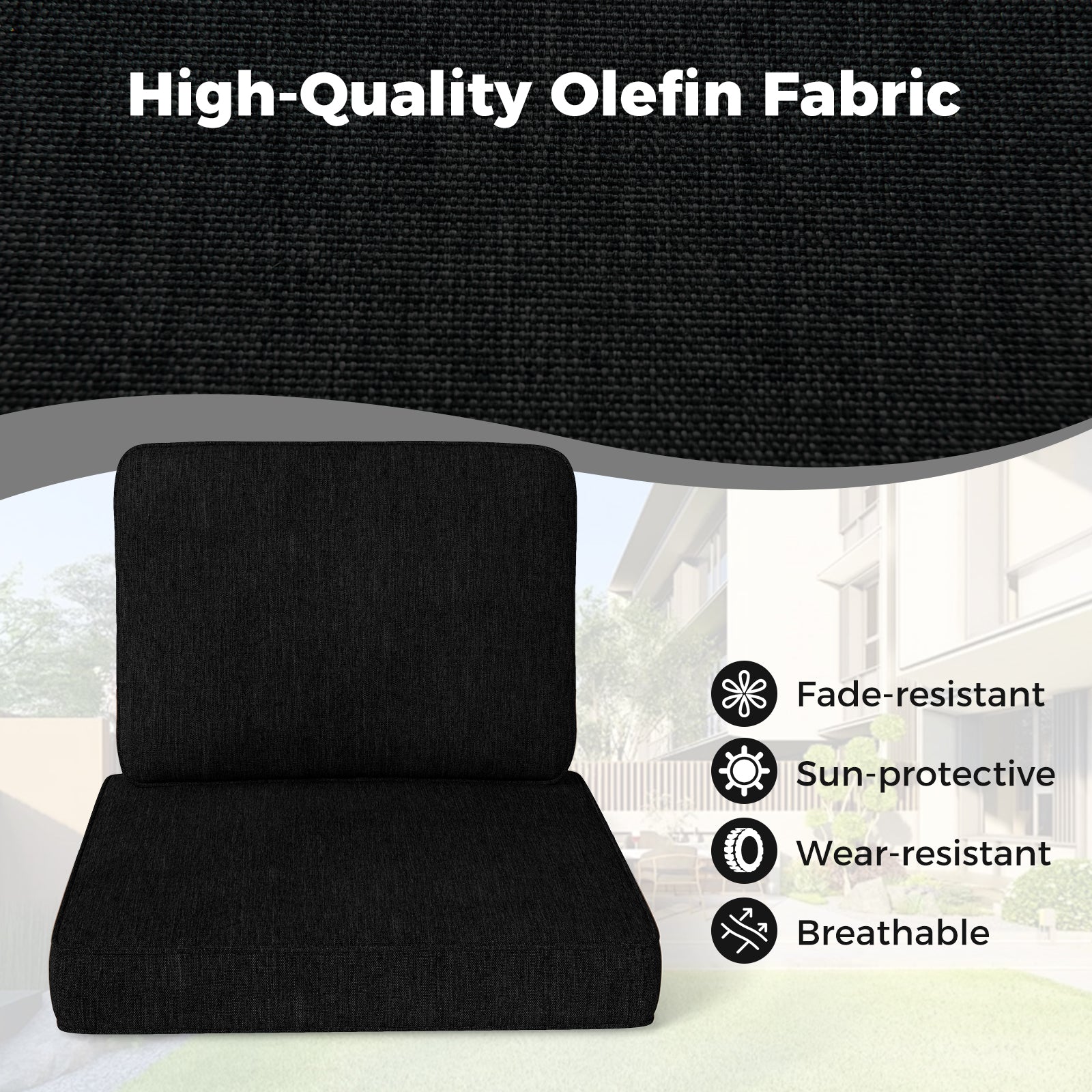 2-Pack Outdoor Patio Cushion Set, Removable Covers, Black Outdoor Furniture Accessories at Gallery Canada