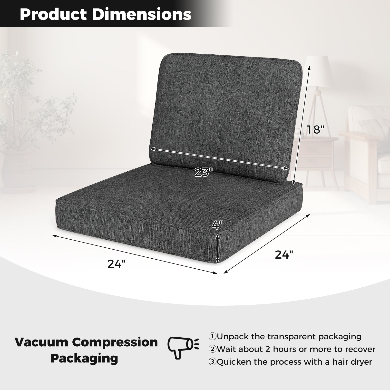 2-Pack Outdoor Patio Cushion Set, Removable Covers, Gray Outdoor Furniture Accessories at Gallery Canada