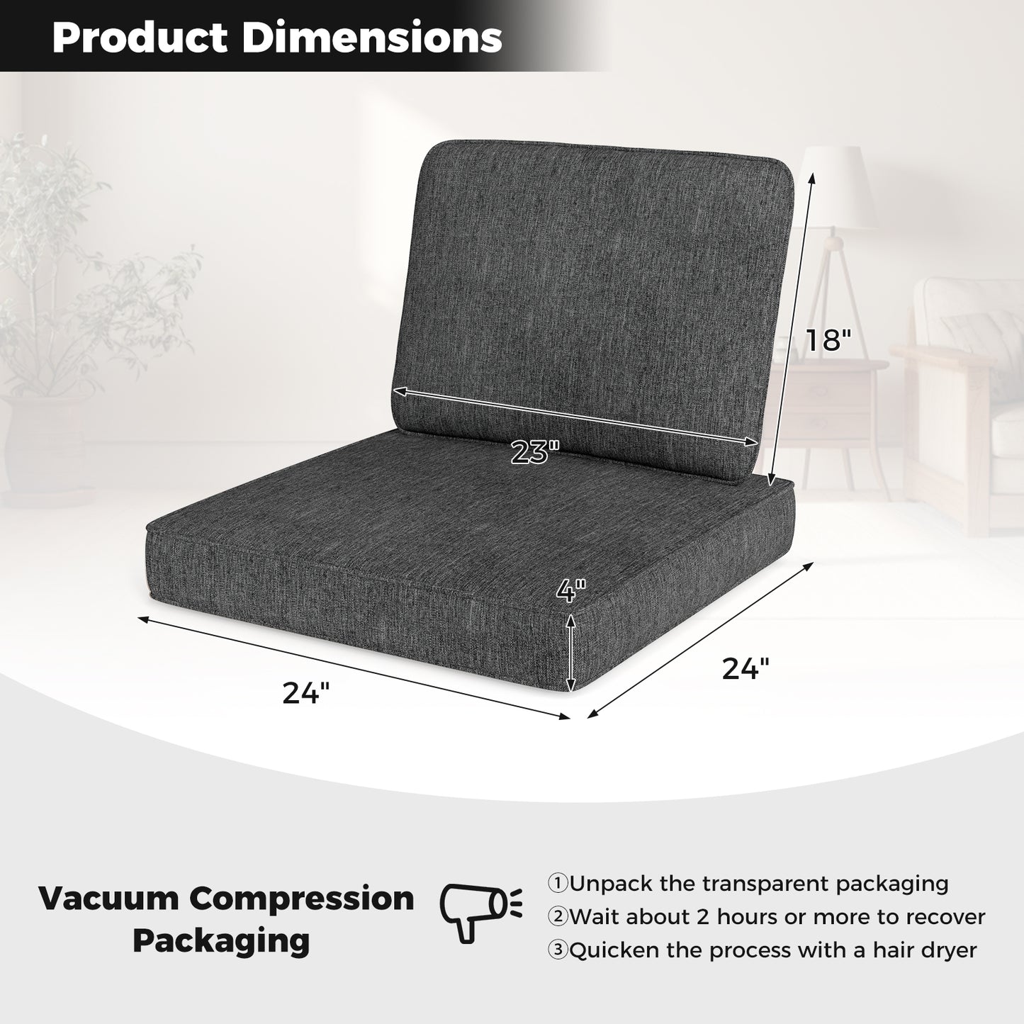 2-Pack Outdoor Patio Cushion Set, Removable Covers, Gray Outdoor Furniture Accessories at Gallery Canada