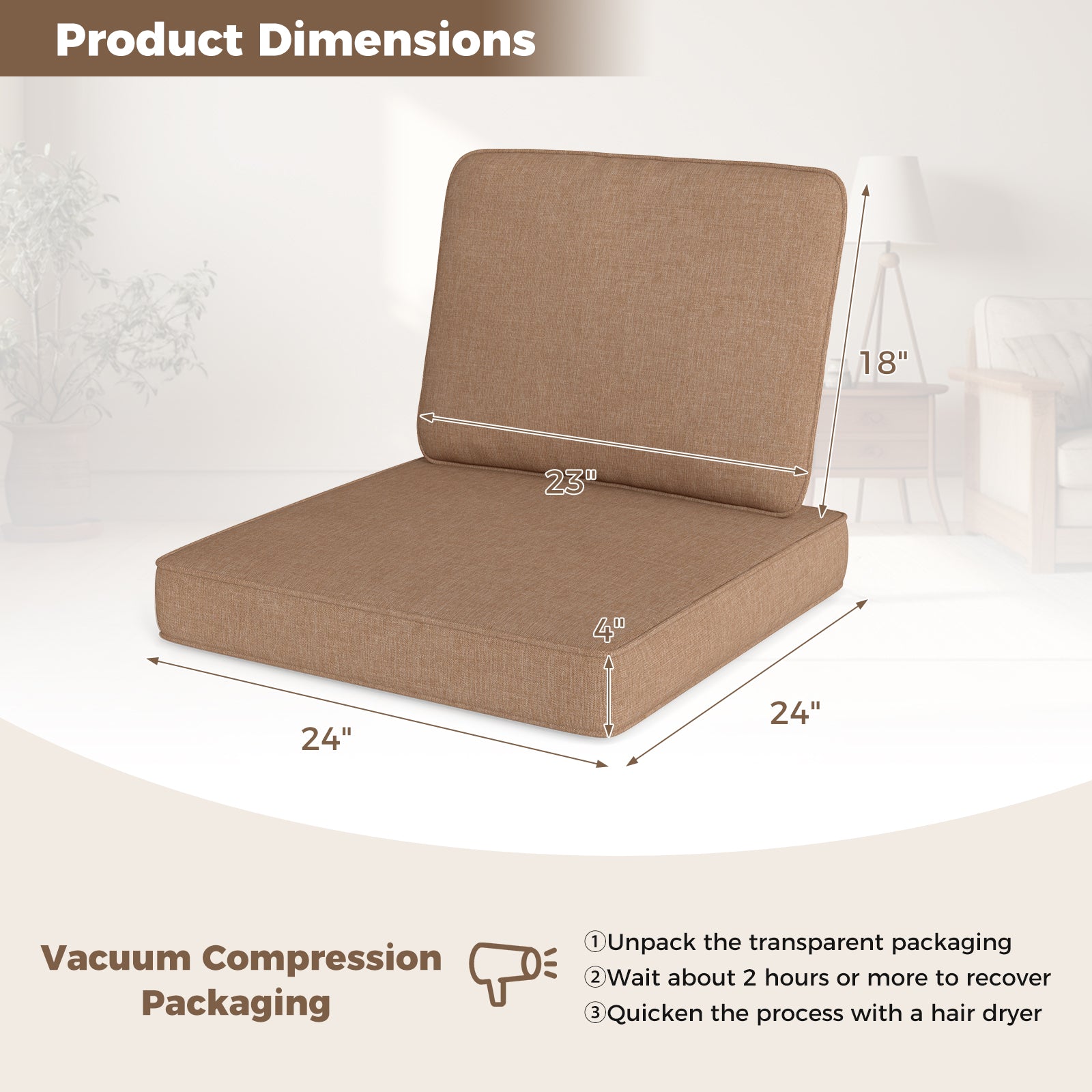 2-Pack Outdoor Patio Cushion Set, Removable Covers, Brown Outdoor Furniture Accessories at Gallery Canada