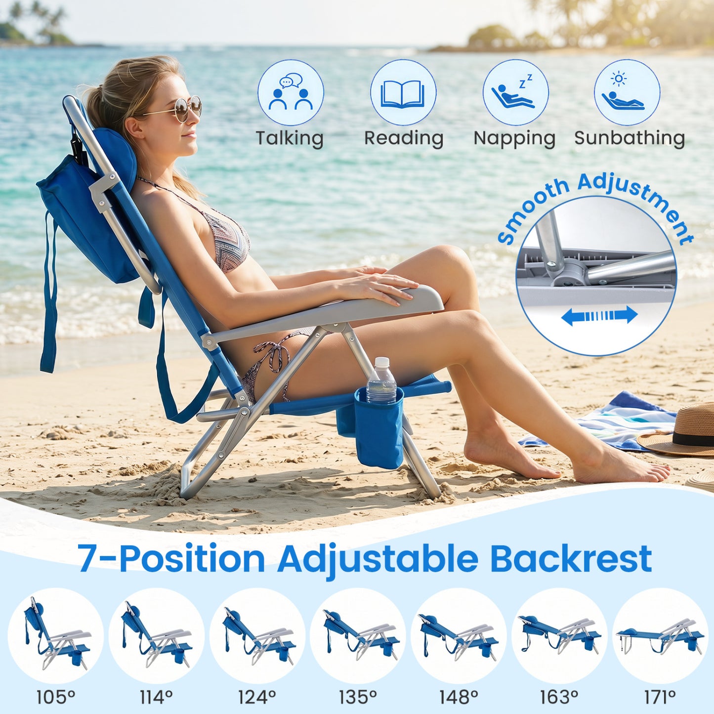 2 Pack Portable Folding Beach Chair