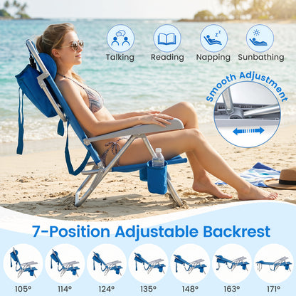 2 Pack Portable Folding Beach Chair