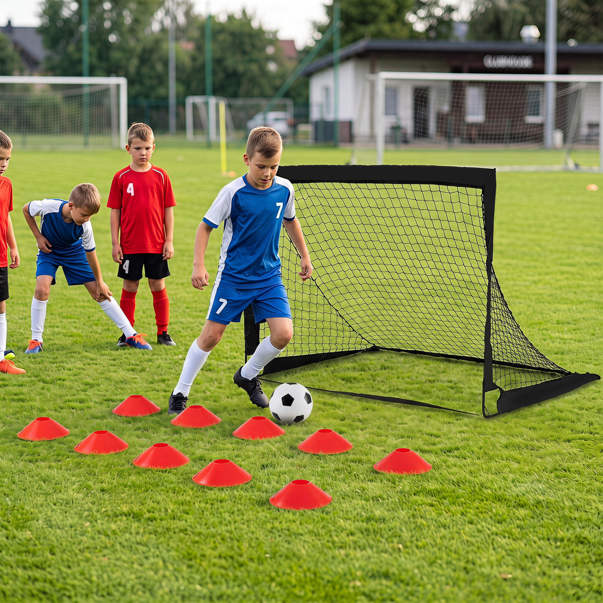 2-Pack Soccer Goals Set with Cones Ball Ground Stakes