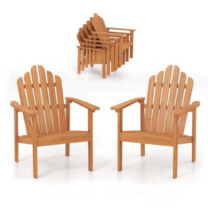 2-Pack Stackable Adirondack Chairs, Solid Acacia Wood Patio Adirondack Chairs Natural at Gallery Canada