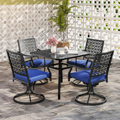 2 Pack Swivel Outdoor Chairs, Soft Cushions, Round Steel Base, Navy Patio Dining Chairs at Gallery Canada