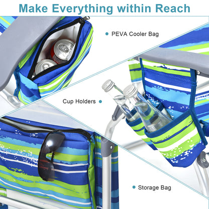 5-Position Folding Backpack Beach Table Chair Set, 2 Packs, Blue Beach & Lawn Chairs at Gallery Canada