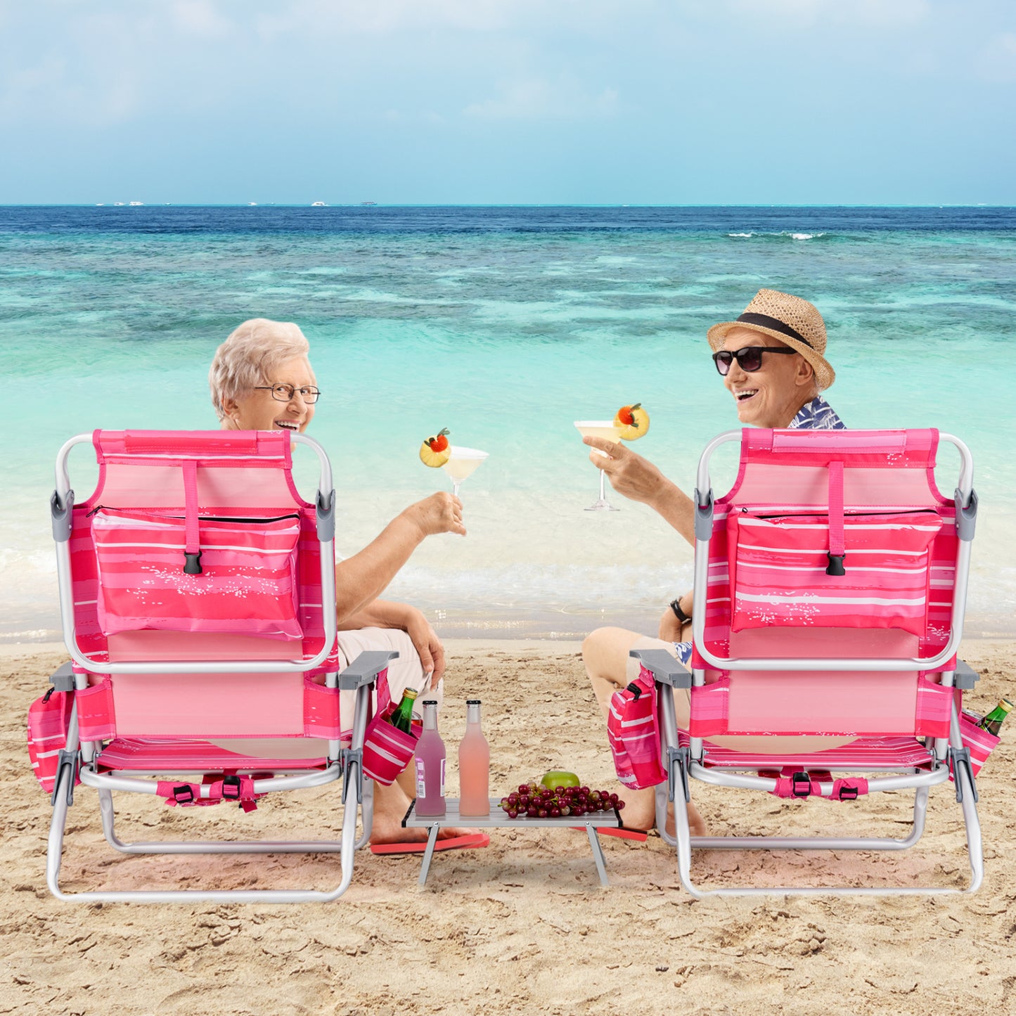 5-Position Folding Beach Table Chair Set, 2 Packs, Pink Beach & Lawn Chairs at Gallery Canada