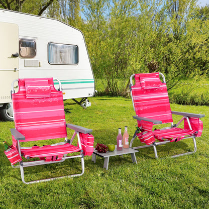 5-Position Folding Beach Table Chair Set, 2 Packs, Pink Beach & Lawn Chairs at Gallery Canada