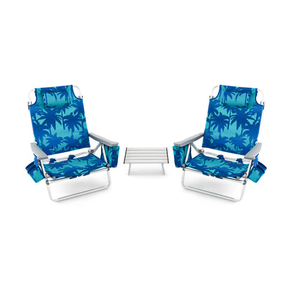 2 Pack 5-Position Folding Beach Chair, Navy Beach & Lawn Chairs Navy at Gallery Canada