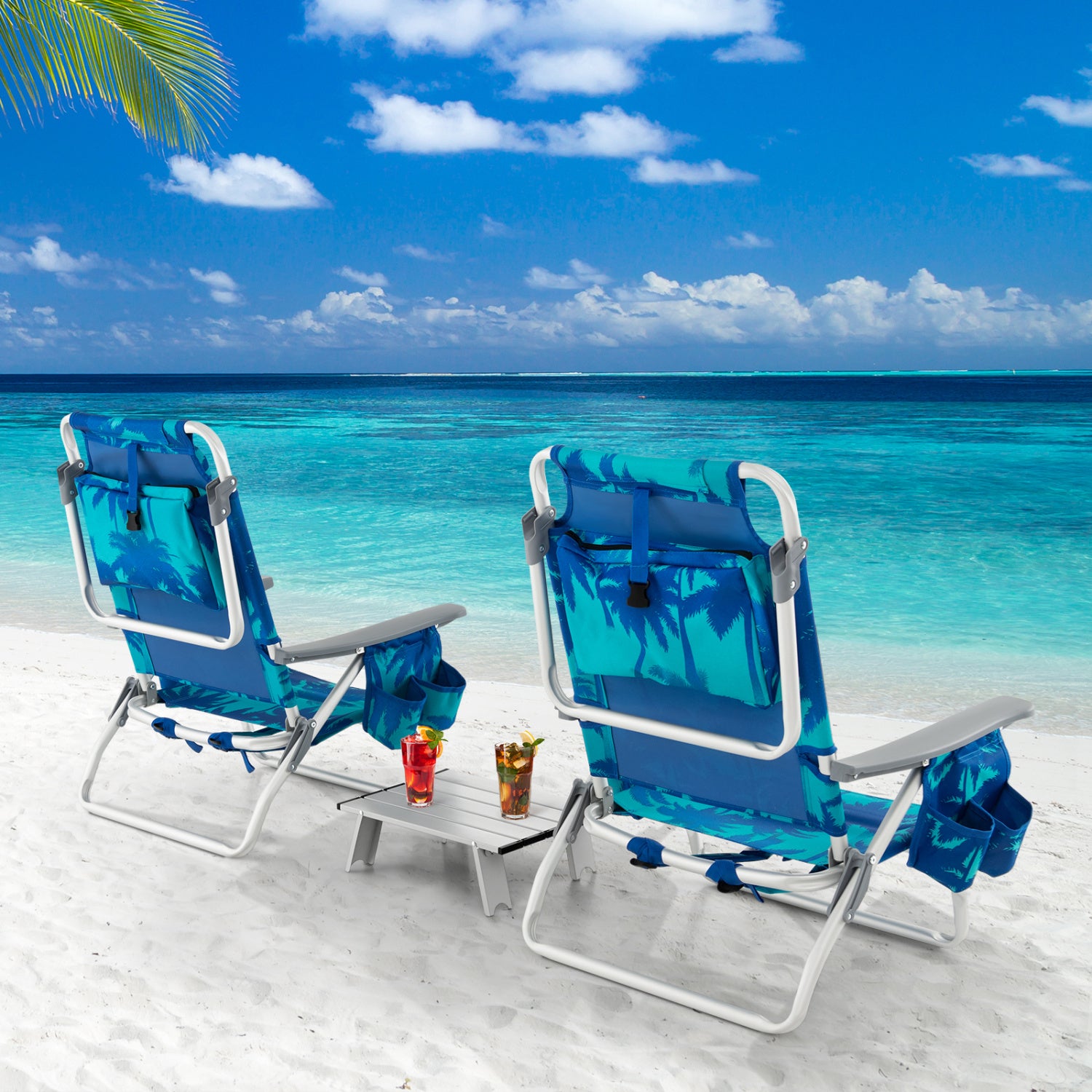 2 Pack 5-Position Folding Beach Chair, Navy Beach & Lawn Chairs at Gallery Canada
