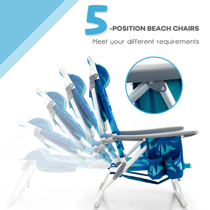 2 Pack 5-Position Folding Beach Chair, Navy Beach & Lawn Chairs at Gallery Canada