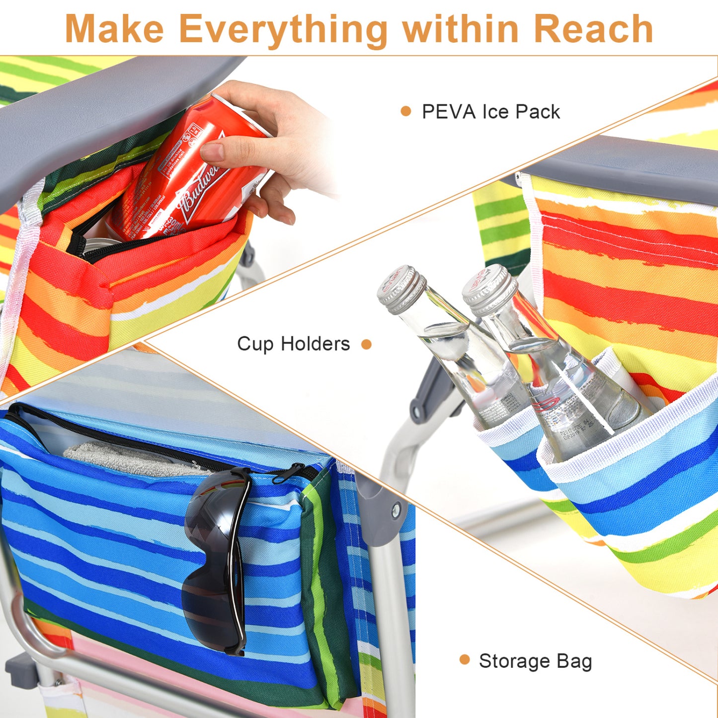 2 Pack 5-Position Folding Beach Chair Set, Yellow Beach & Lawn Chairs at Gallery Canada