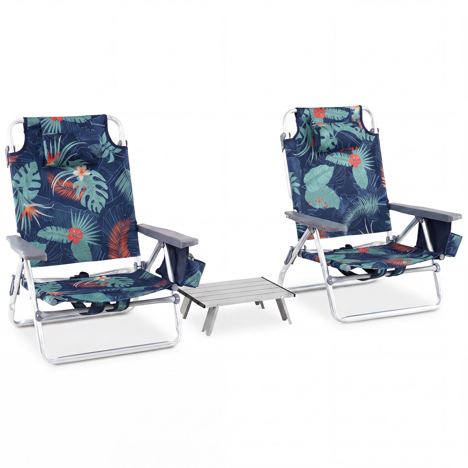 5-Position Folding Backpack Beach Table Chair Set, 2 Packs, Green Beach & Lawn Chairs at Gallery Canada