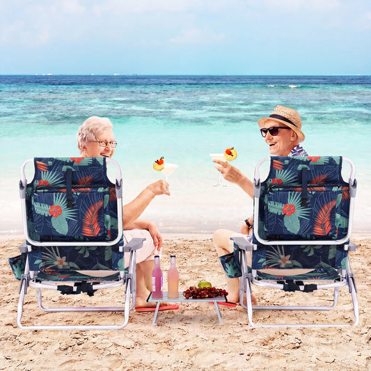 5-Position Folding Backpack Beach Table Chair Set, 2 Packs, Green Beach & Lawn Chairs Green at Gallery Canada