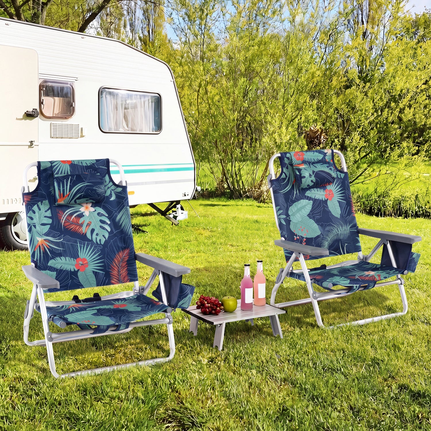 5-Position Folding Backpack Beach Table Chair Set, 2 Packs, Green Beach & Lawn Chairs at Gallery Canada
