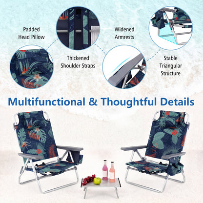 5-Position Folding Backpack Beach Table Chair Set, 2 Packs, Green Beach & Lawn Chairs at Gallery Canada