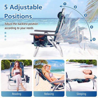 5-Position Folding Backpack Beach Table Chair Set, 2 Packs, Green Beach & Lawn Chairs at Gallery Canada