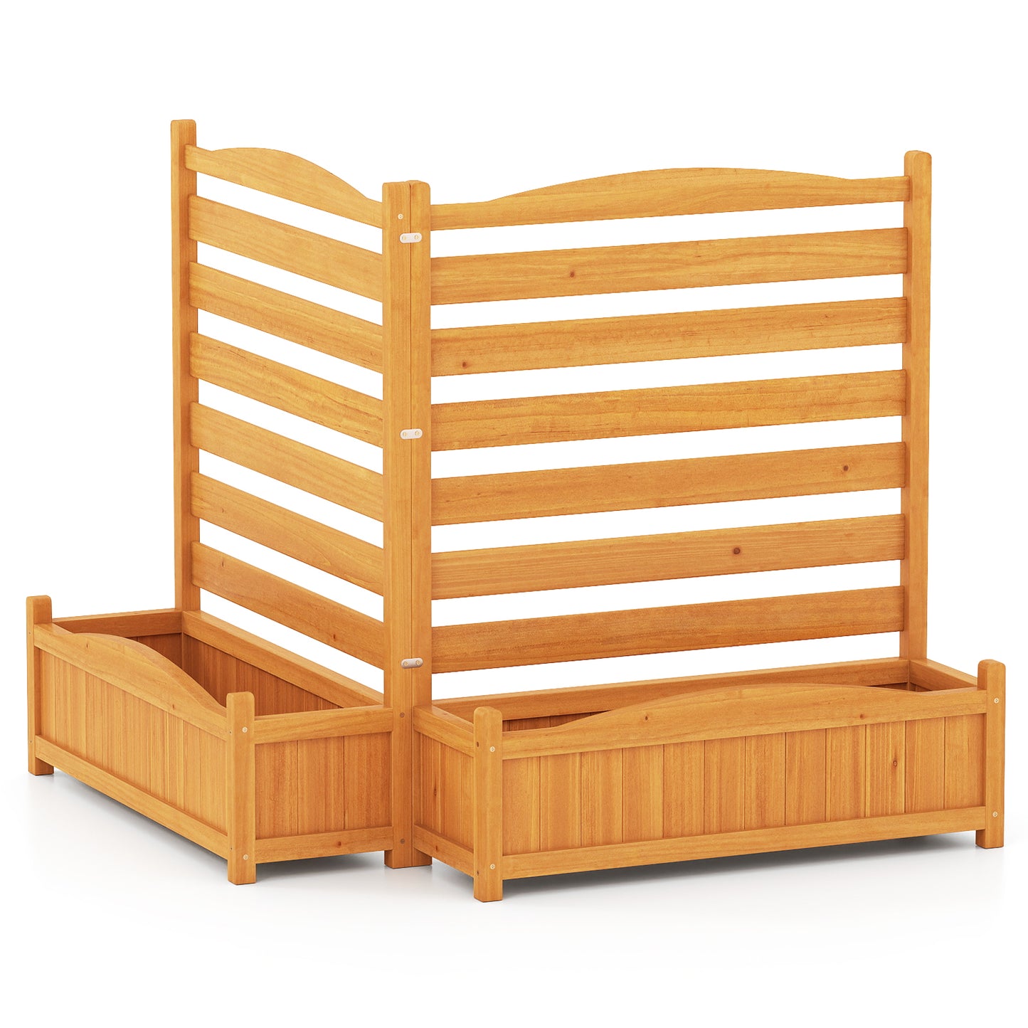 2-Panel Freestanding Outdoor Wood Privacy Screen, Yellow