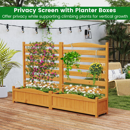 2-Panel Freestanding Outdoor Wood Privacy Screen, Yellow