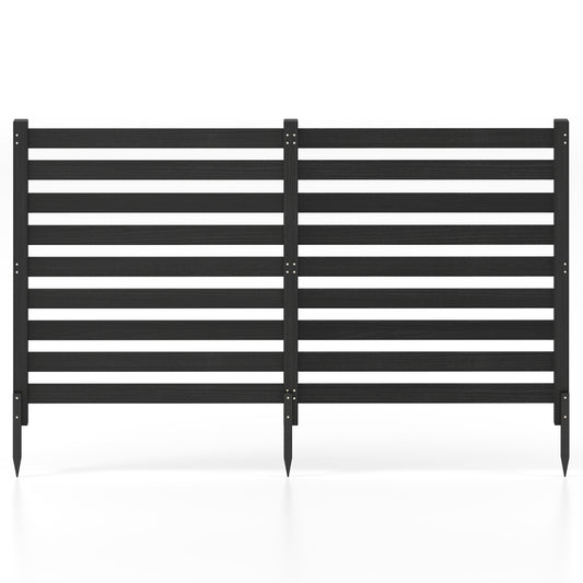 2-Panel Wooden Outdoor Privacy Fence with Stakes, Black Outdoor Privacy Screens Black at Gallery Canada