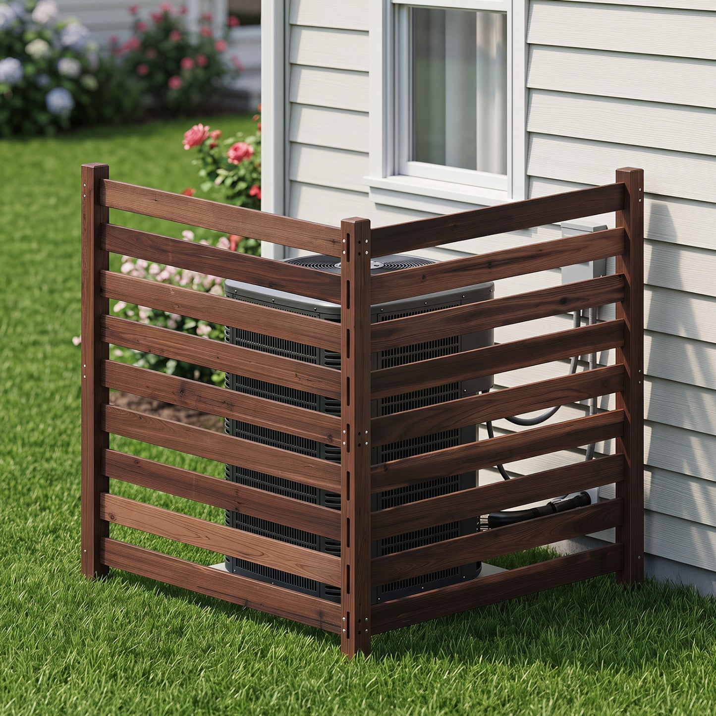 Clôture en bois pour intimité à 2 panneaux avec piquets de sol, marron