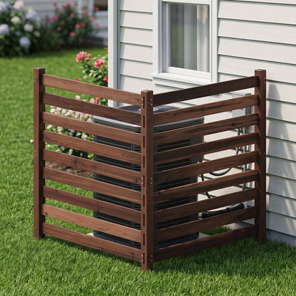 Clôture en bois pour intimité à 2 panneaux avec piquets de sol, marron